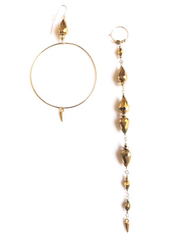 Product Image for  the pharaoh’s treasure gold crystal hoop & straight earrings