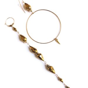 Product Image for  the pharaoh’s treasure gold crystal hoop & straight earrings