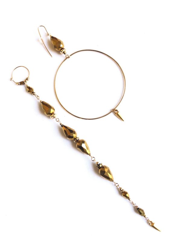 Product Image for  the pharaoh’s treasure gold crystal hoop & straight earrings