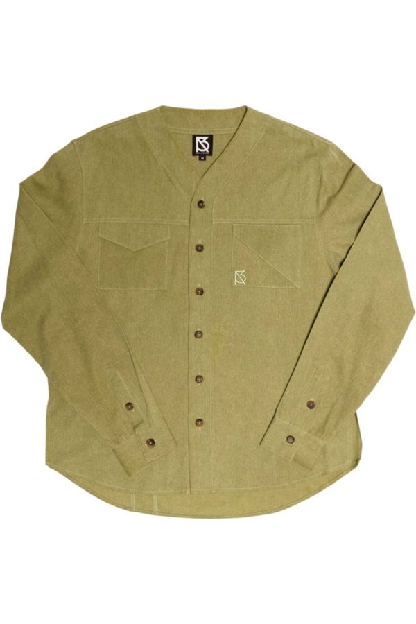 Product Image for  Herman V Neck Button Up Shirt: Olive