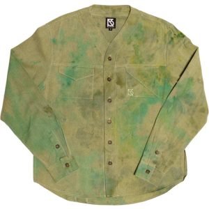 Product Image for  Herman V Neck Button Up Shirt: Olive Tie Dye