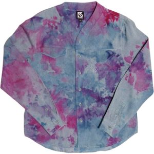 Product Image for  Herman V Neck Button Up Shirt: Royal Tie Dye