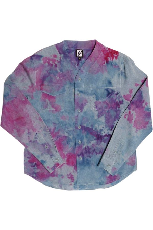 Product Image for  Herman V Neck Button Up Shirt: Royal Tie Dye