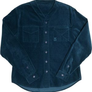 Product Image for  Herman V Neck Button Up Shirt: Teal Corduroy