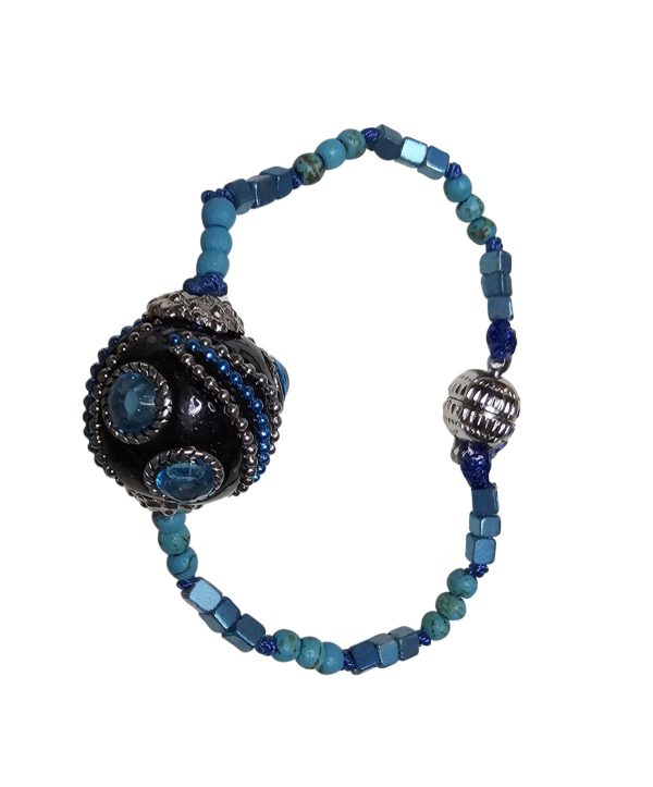 Product Image for  UNIQUE BLUE RAIN KNOTTED BRACELET & CRYSTAL DAZZLED BALL