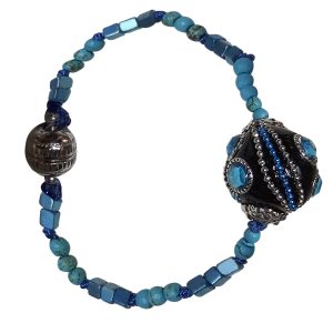 Product Image for  UNIQUE BLUE RAIN KNOTTED BRACELET & CRYSTAL DAZZLED BALL