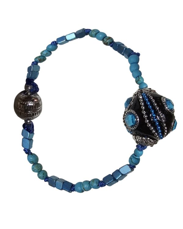 Product Image for  UNIQUE BLUE RAIN KNOTTED BRACELET & CRYSTAL DAZZLED BALL