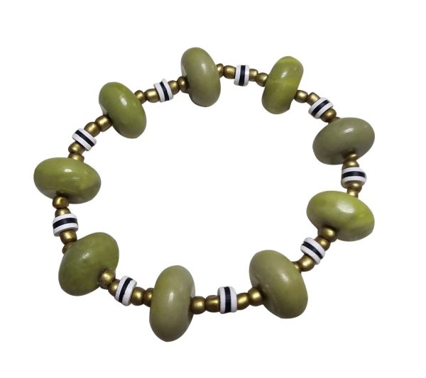 Product Image for  STATEMENT PERIDOT SAUCER BEADS WITH BONE & SEED BEAD ACCENTS