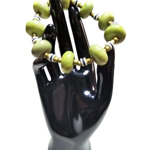 Product Image for  STATEMENT PERIDOT SAUCER BEADS WITH BONE & SEED BEAD ACCENTS