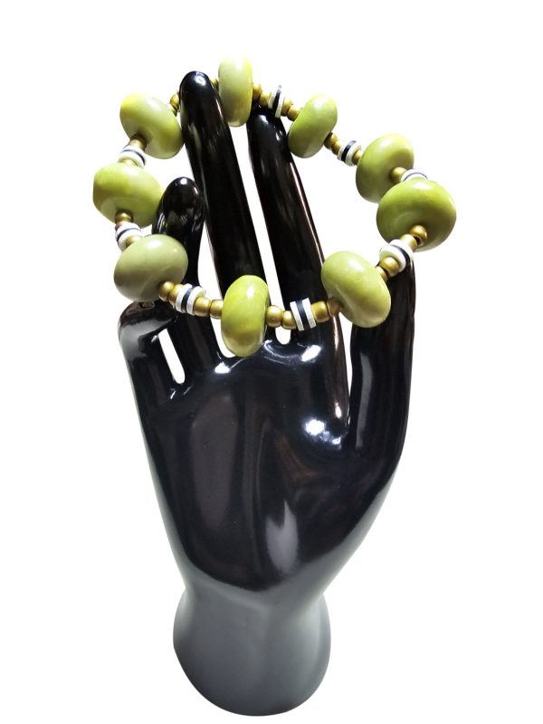 Product Image for  STATEMENT PERIDOT SAUCER BEADS WITH BONE & SEED BEAD ACCENTS