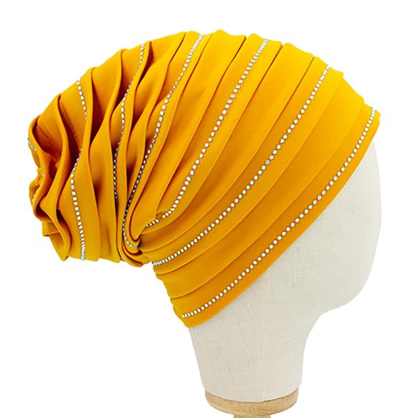 Product Image for  BLING STUDDED TURBAN HAT IN MUSTARD