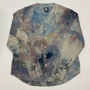 Product Image for  Herman V Neck Button Up Shirt: Beige Tie Dye (Purple)