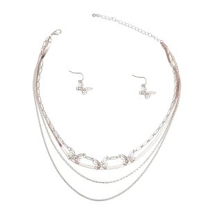 Product Image for  Silver 4 Layer Butterfly Chain Necklace