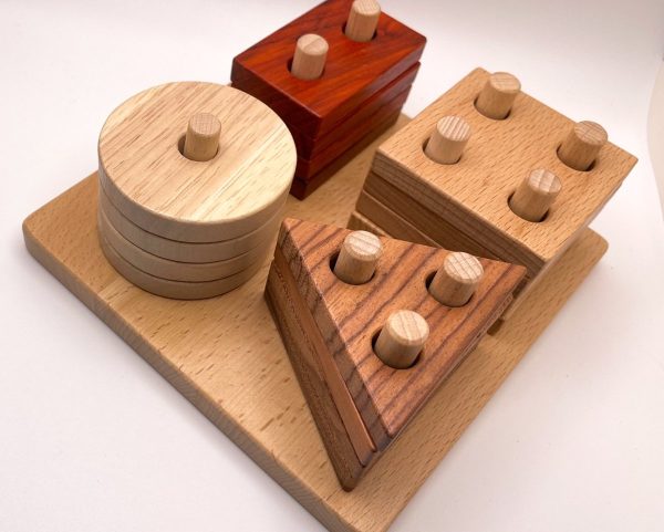 Product Image for  Geometric Stacker Montessori Wooden Stacker Toy