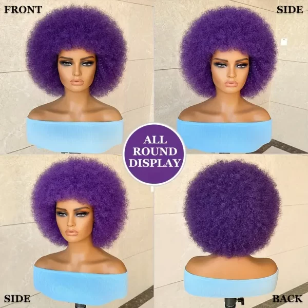 Product Image for  PURPLE AFRO WIG WITH BANGS