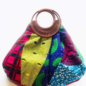 Product Image for  Prisca ‘Boho’ rattan African bag, patches bag, 100% cotton, African prints, patches ankara bag