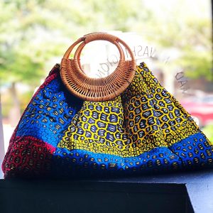 Product Image for  Prisca ‘Boho’ rattan African bag, patches bag, 100% cotton, African prints, patches ankara bag