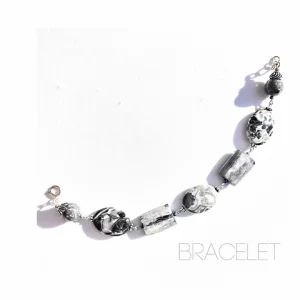 Product Image for  smooth talker grey silk jasper, bone & sterling silver bracelet