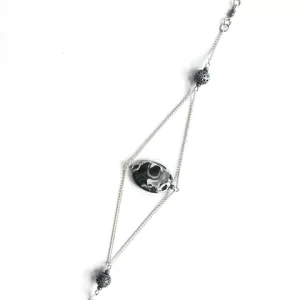 Product Image for  city street grey & white crackle agate double chain ankle bracelet