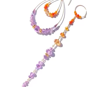 Product Image for  phoenix rising tangerine & lavender crystal loop & straight earrings