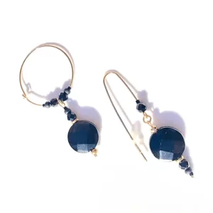 Product Image for  lunar eclipse black faceted onyx earrings