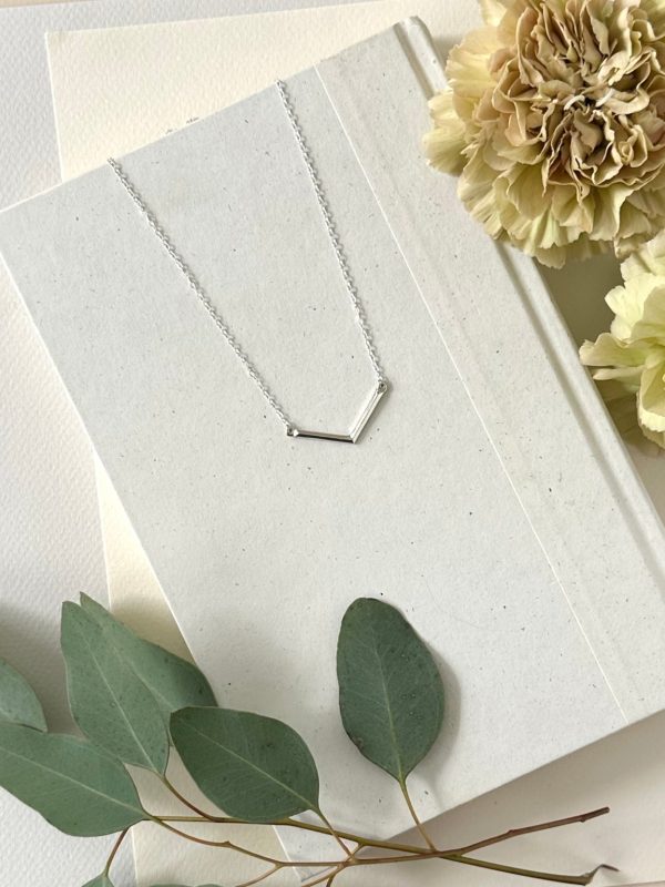 Product Image for  SILVER GEO V BAR NECKLACE