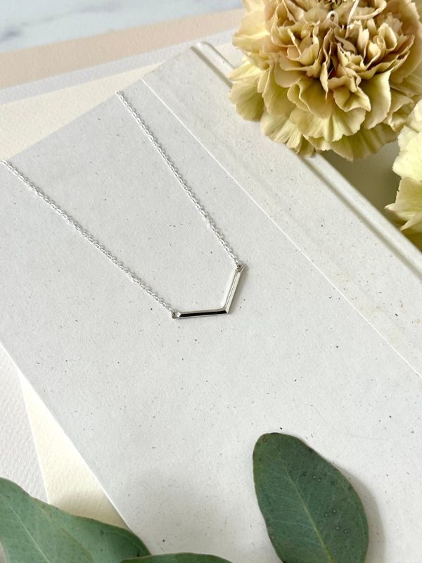 Product Image for  SILVER GEO V BAR NECKLACE