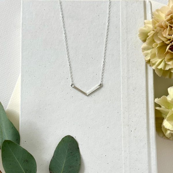 Product Image for  SILVER GEO V BAR NECKLACE