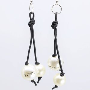 Product Image for  Leatherette Love Faux Pearl Earrings