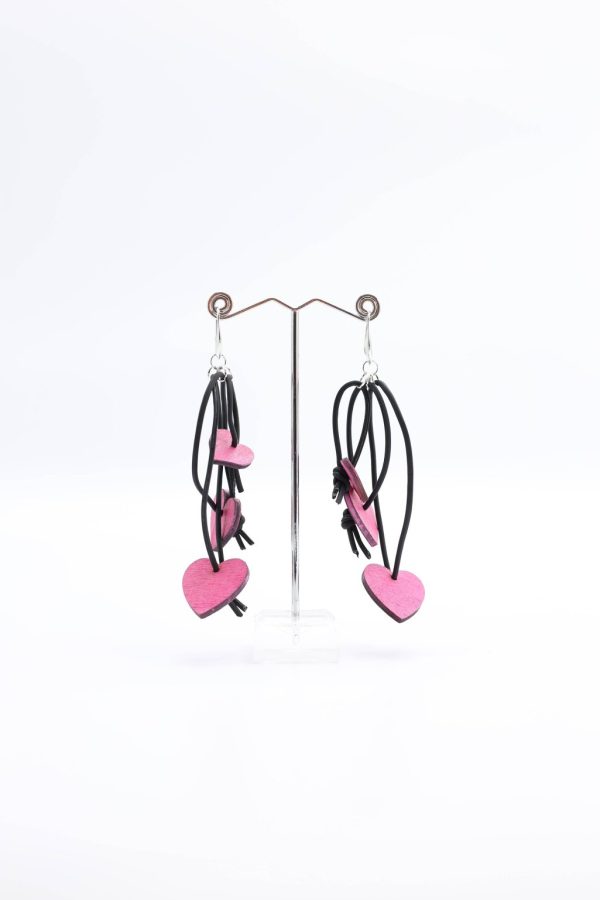 Product Image for  Pink Hand Painted Wooden Hearts Earrings