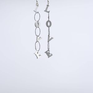 Product Image for  Small Silver LOVE Chain Earrings