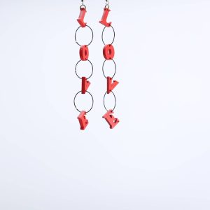 Product Image for  Small Red LOVE Chain Earrings