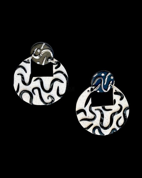 Product Image for  ‘Rhythm’ Doorknocker Earrings (Black/White)