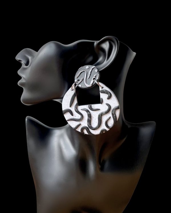 Product Image for  ‘Rhythm’ Doorknocker Earrings (Black/White)