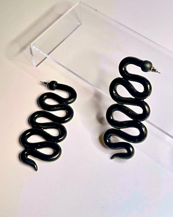 Product Image for  Slither Polymer Clay Earrings (Black)