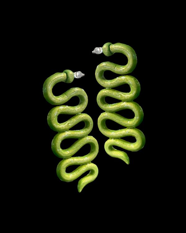 Product Image for  Slither Polymer Clay Earrings (Kiwi Green)