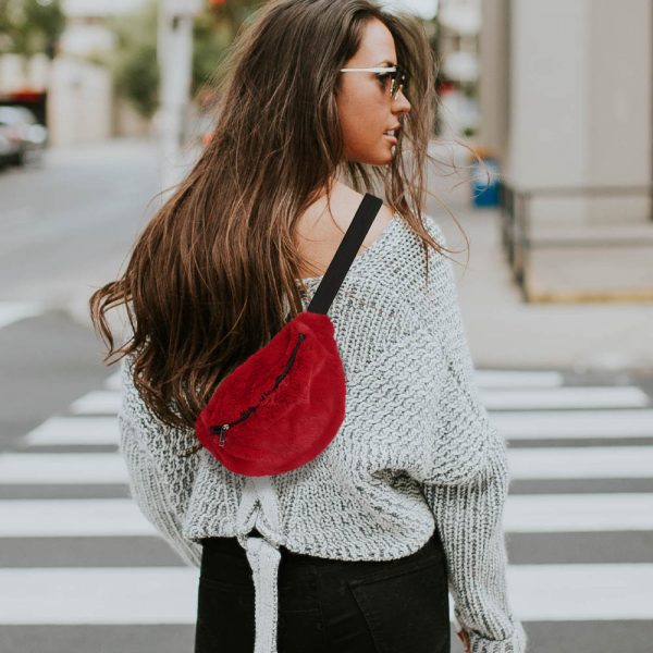 Product Image for  BURGUNDY FAUX FUR FANNY PACK