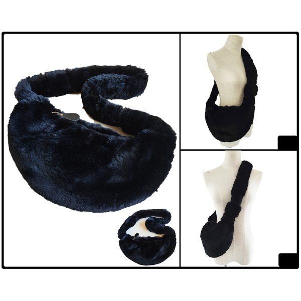 Product Image for  BLACK FUZZY PLUSH CROSSBODY BAG