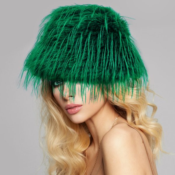 Product Image for  EXQUISITE GREEN FEATHER BUCKET HAT