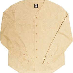 Product Image for  Herman V Neck Button Up Shirt: Beige (RESTOCK PRE ORDER)