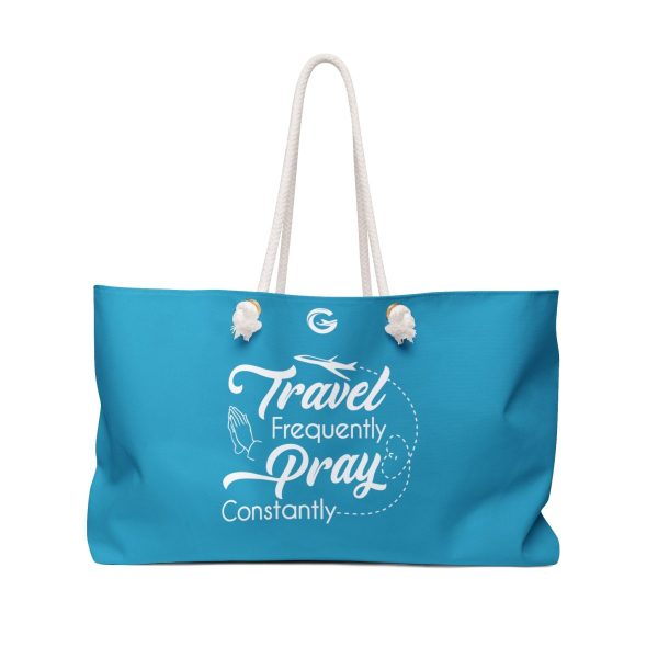 Product Image for  Travel and Pray Weekender Bag (Blue & White)