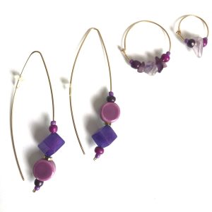 Product Image for  promised love purple ceramic, amethyst & agate 4 piece earring set